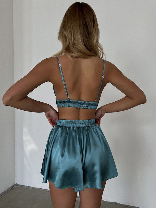 La Lolita Amsterdam Winters Damen-Bademantel mit Türkisfarbenem Schlafanzug Ashlyn