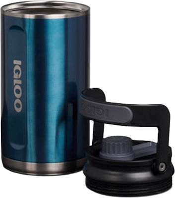 Igloo Glass Thermos Plastic / Stainless Steel BPA Free Blue 1.892lt with Straw