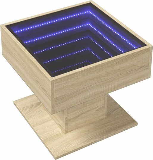 Τραπεζάκι Σαλονιού Led Δρυς 50x50x45 Εκ Επεξεργασμένο Ξύλο Καφέ 50 X 50 X 45 Cm