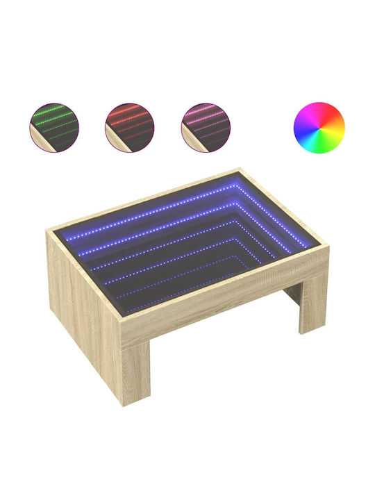 Coffee Table Infinity Light Led Sonoma Oak 70x50x30 cm 847611 Brown