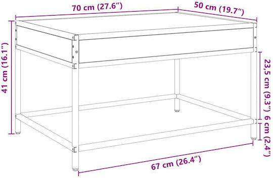 Masa De Cafea Centrală Rectangulară Din Sticlă Neagră L70xL50xÎ41cm