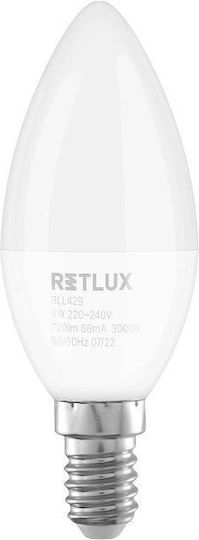 Retlux Λάμπα LED 8W για Ντουί E14 και Σχήμα C37 Θερμό Λευκό 720lm