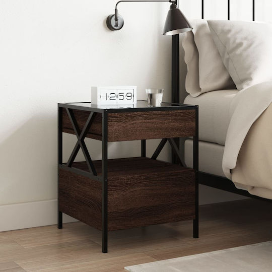 Nachttisch Metall Brown Oak 40x40x51cm