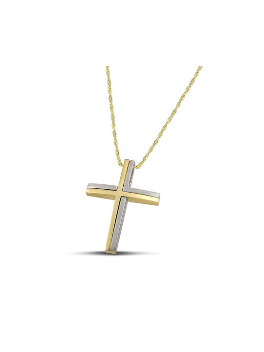 Themelidis Jewels Damen Gold Kreuz 14K mit Kette