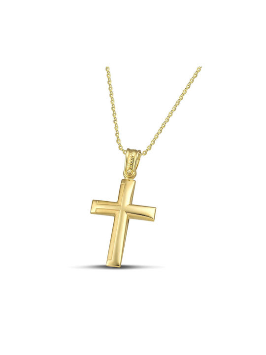 Themelidis Jewels Damen Gold Kreuz 14K mit Kette