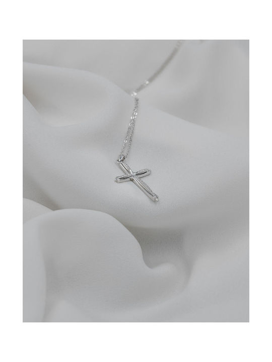 Themelidis Jewels Women's White Gold Cross 18K with Chain