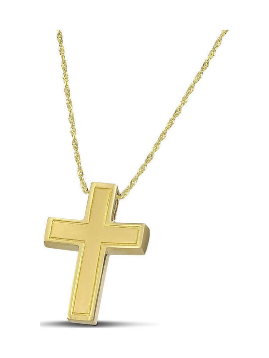 Themelidis Jewels Ανδρικός Χρυσός Σταυρός 14Κ Διπλής Όψης χωρίς Αλυσίδα