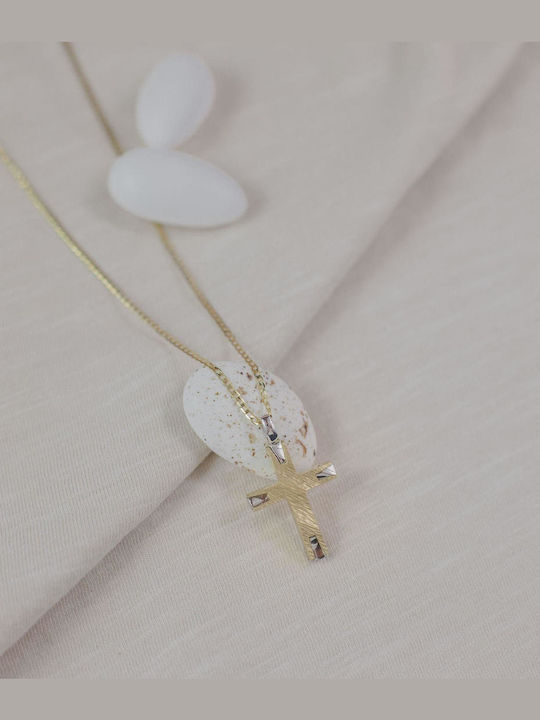 Themelidis Jewels Ανδρικός Χρυσός Σταυρός 14Κ Διπλής Όψης χωρίς Αλυσίδα
