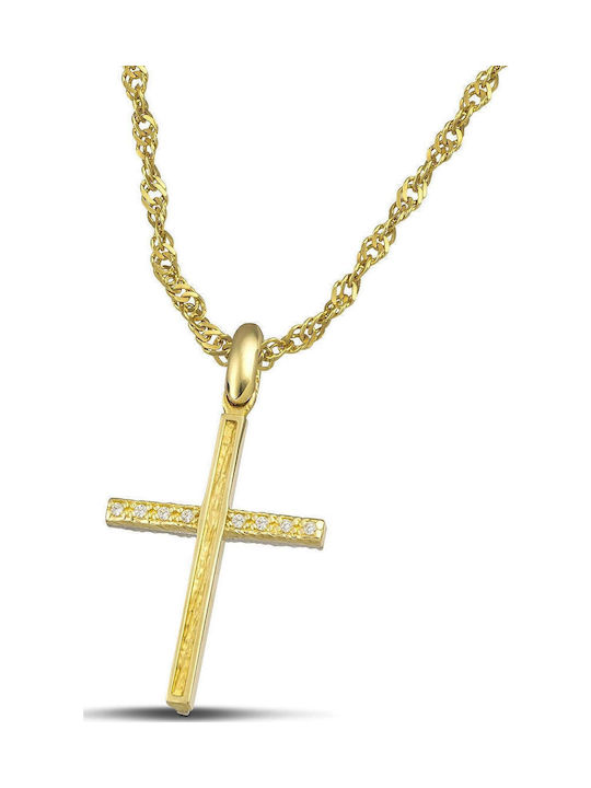 Themelidis Jewels Γυναικείος Χρυσός Σταυρός 14Κ Διπλής Όψης χωρίς Αλυσίδα