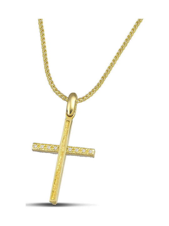 Themelidis Jewels Γυναικείος Χρυσός Σταυρός 14Κ Διπλής Όψης χωρίς Αλυσίδα