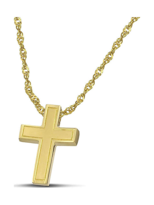 Themelidis Jewels Ανδρικός Χρυσός Σταυρός 14Κ Διπλής Όψης χωρίς Αλυσίδα