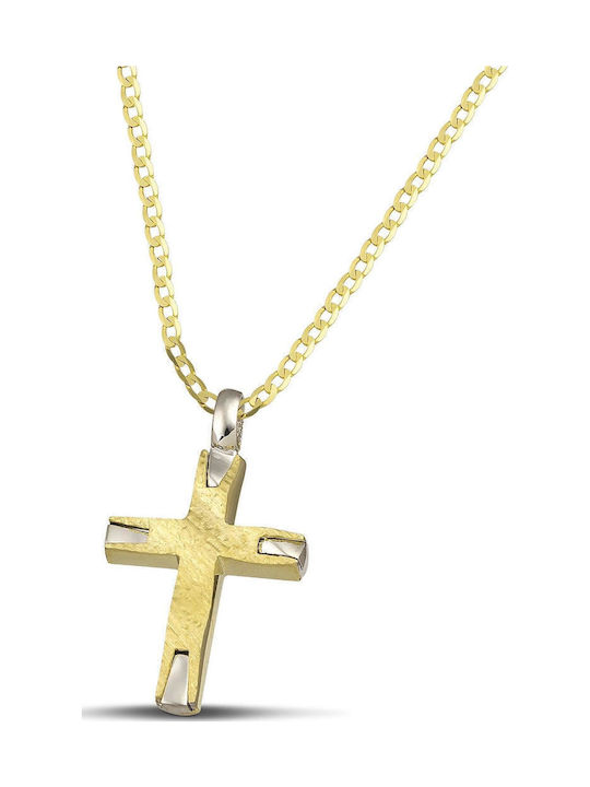 Themelidis Jewels Ανδρικός Χρυσός Σταυρός 14Κ Διπλής Όψης χωρίς Αλυσίδα