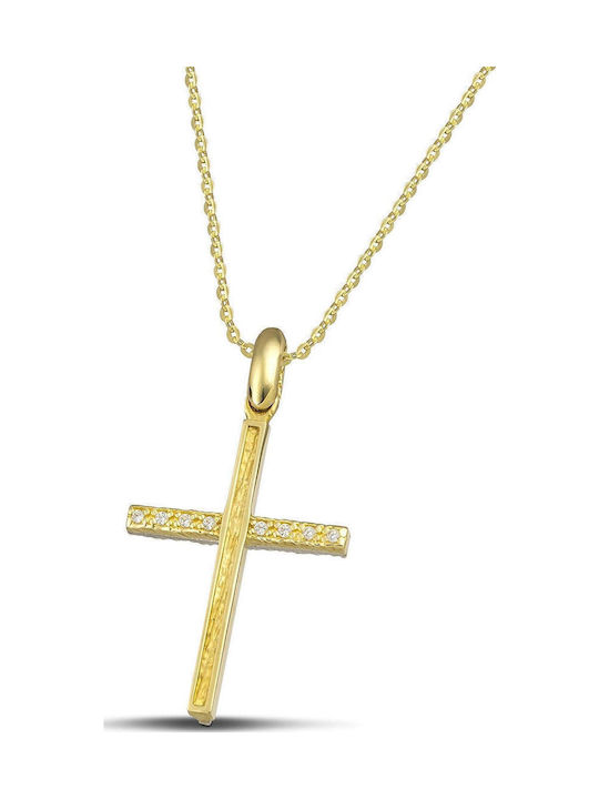 Themelidis Jewels Γυναικείος Χρυσός Σταυρός 14Κ Διπλής Όψης χωρίς Αλυσίδα