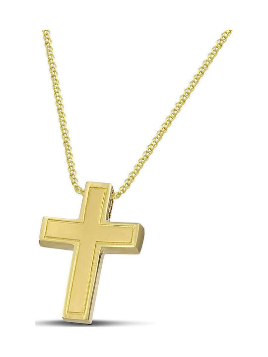 Themelidis Jewels Ανδρικός Χρυσός Σταυρός 14Κ Διπλής Όψης χωρίς Αλυσίδα