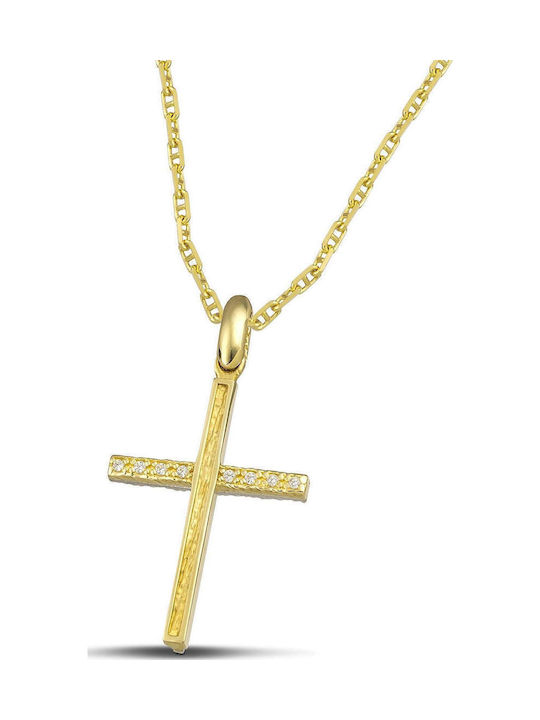 Themelidis Jewels Γυναικείος Χρυσός Σταυρός 14Κ Διπλής Όψης χωρίς Αλυσίδα