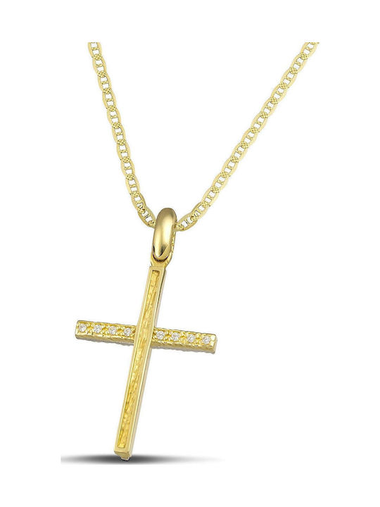 Themelidis Jewels Γυναικείος Χρυσός Σταυρός 14Κ Διπλής Όψης χωρίς Αλυσίδα