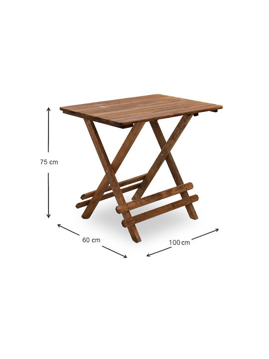 Queen Outdoor Dinner Foldable Wood Table Natural 100x60x75cm