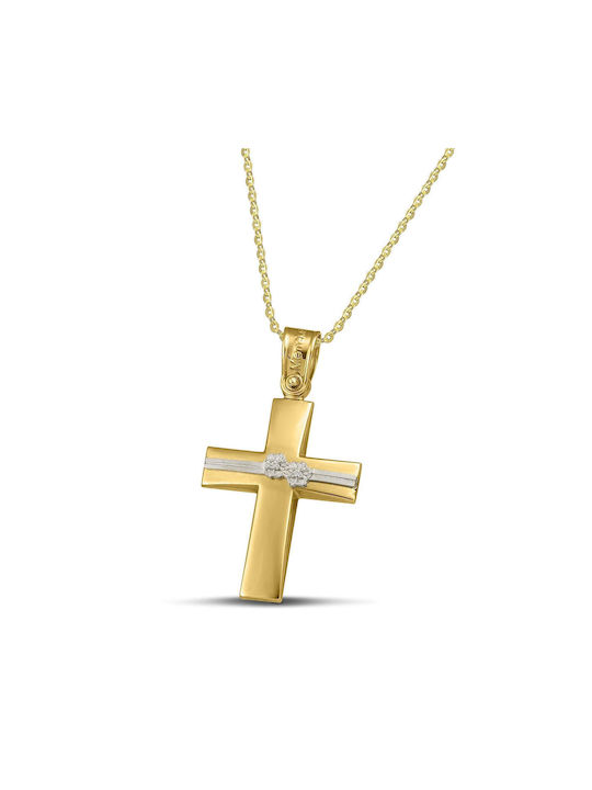 Themelidis Jewels Damen Gold Kreuz 14K mit Kette