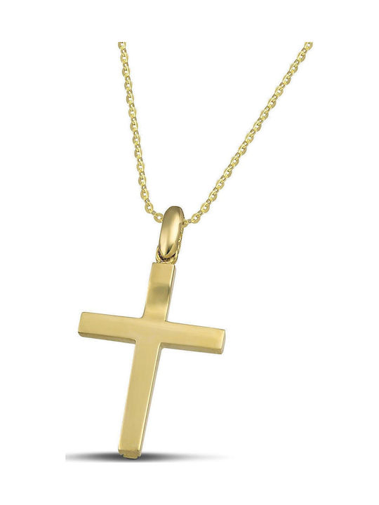 Themelidis Jewels Ανδρικός Χρυσός Σταυρός 14Κ Διπλής Όψης χωρίς Αλυσίδα