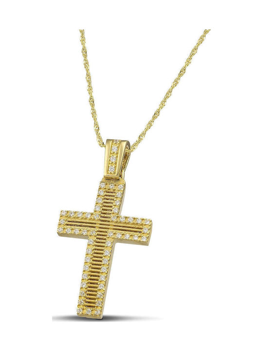 Themelidis Jewels Γυναικείος Χρυσός Σταυρός 14Κ Διπλής Όψης χωρίς Αλυσίδα