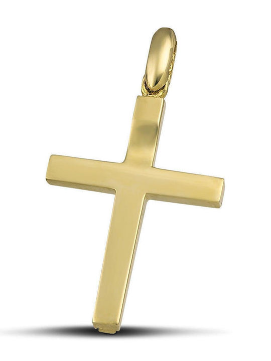 Themelidis Jewels Ανδρικός Χρυσός Σταυρός 14Κ Διπλής Όψης χωρίς Αλυσίδα