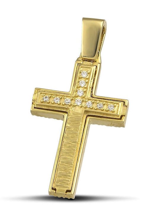 Themelidis Jewels Γυναικείος Χρυσός Σταυρός 14Κ Διπλής Όψης χωρίς Αλυσίδα