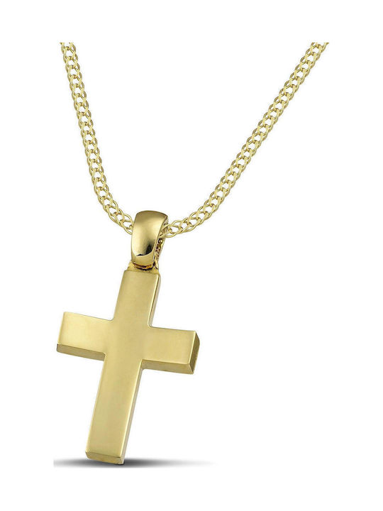 Themelidis Jewels Ανδρικός Χρυσός Σταυρός 14Κ Διπλής Όψης χωρίς Αλυσίδα