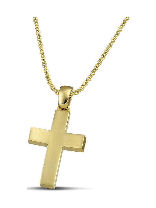 Themelidis Jewels Ανδρικός Χρυσός Σταυρός 14Κ Διπλής Όψης χωρίς Αλυσίδα