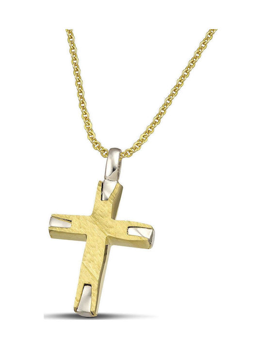 Themelidis Jewels Ανδρικός Λευκόχρυσος Σταυρός 14Κ Διπλής Όψης χωρίς Αλυσίδα