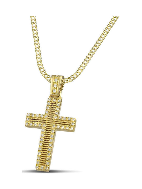 Themelidis Jewels Γυναικείος Χρυσός Σταυρός 14Κ Διπλής Όψης χωρίς Αλυσίδα