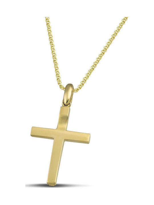 Themelidis Jewels Ανδρικός Χρυσός Σταυρός 14Κ Διπλής Όψης χωρίς Αλυσίδα