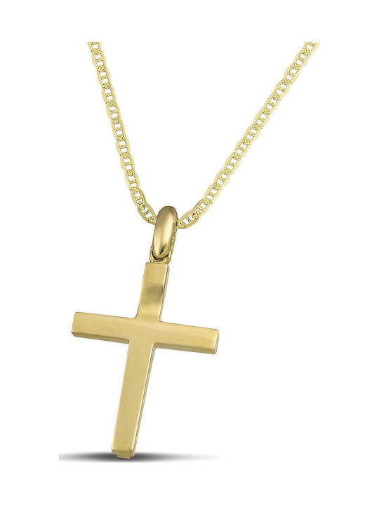 Themelidis Jewels Ανδρικός Χρυσός Σταυρός 14Κ Διπλής Όψης χωρίς Αλυσίδα