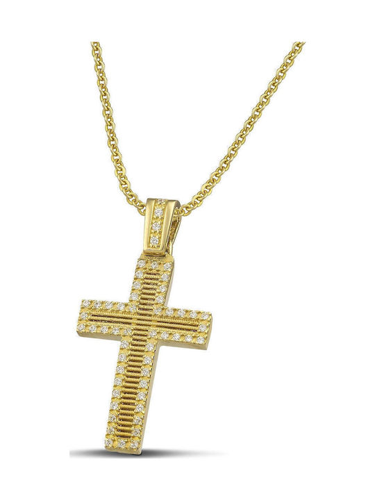 Themelidis Jewels Γυναικείος Χρυσός Σταυρός 14Κ Διπλής Όψης χωρίς Αλυσίδα