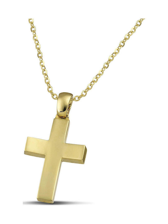 Themelidis Jewels Ανδρικός Χρυσός Σταυρός 14Κ Διπλής Όψης χωρίς Αλυσίδα