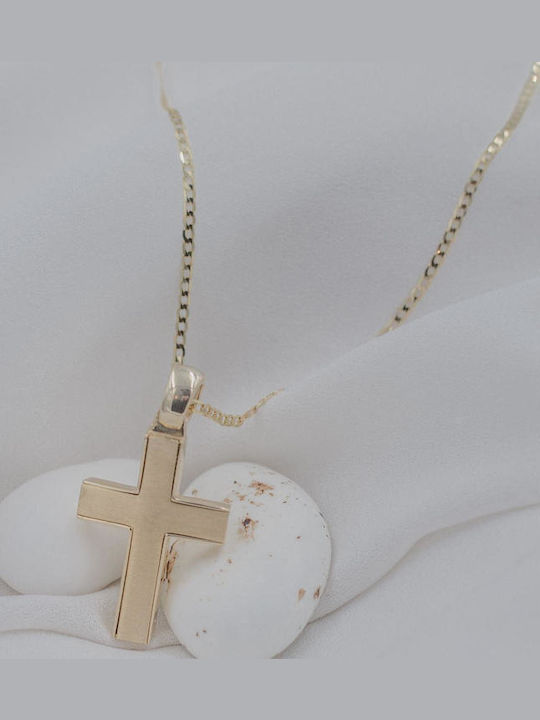 Themelidis Jewels Ανδρικός Χρυσός Σταυρός 14Κ Διπλής Όψης χωρίς Αλυσίδα