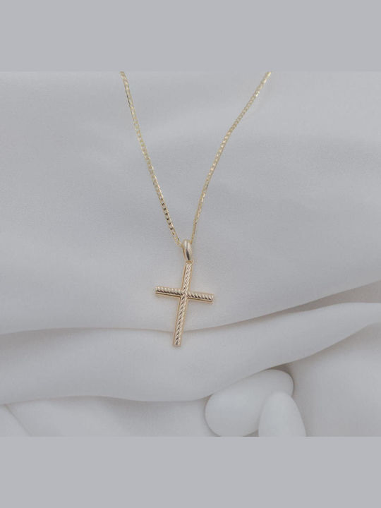 Themelidis Jewels Ανδρικός Χρυσός Σταυρός 14Κ Διπλής Όψης χωρίς Αλυσίδα