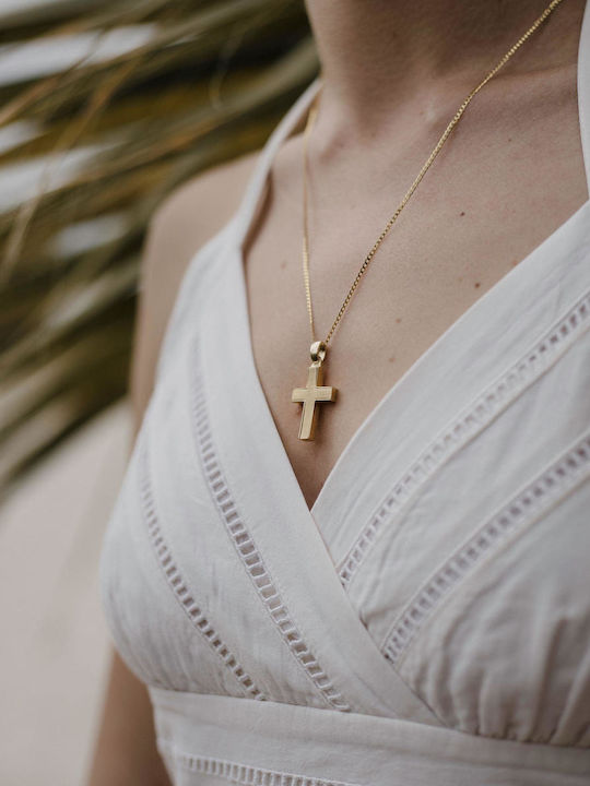 Themelidis Jewels Ανδρικός Χρυσός Σταυρός 14Κ Διπλής Όψης χωρίς Αλυσίδα