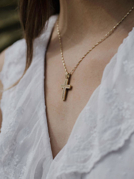 Themelidis Jewels Γυναικείος Χρυσός Σταυρός 14Κ Διπλής Όψης χωρίς Αλυσίδα
