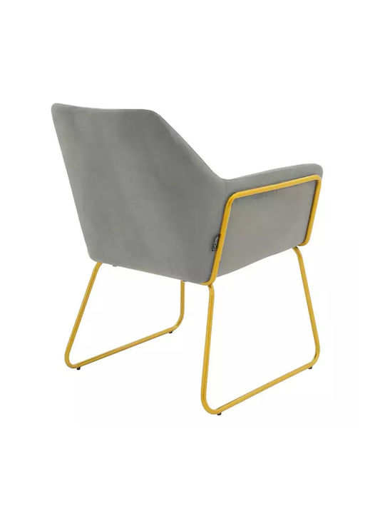 Mira Dining Room Velvet Armchair Grey-Gold 65x69x86cm