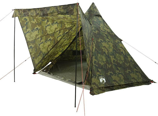 vidaXL Tipi Camping Tent Teepee Green for 6 People 408x350x240cm Variation