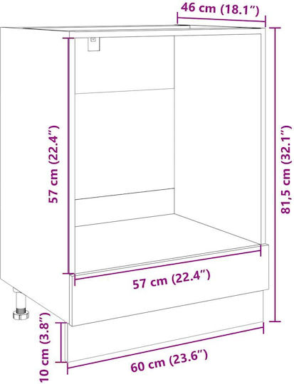 Dulap Inferior pentru Cuptor Sonoma Oak, Brown 60x46x81.5buc