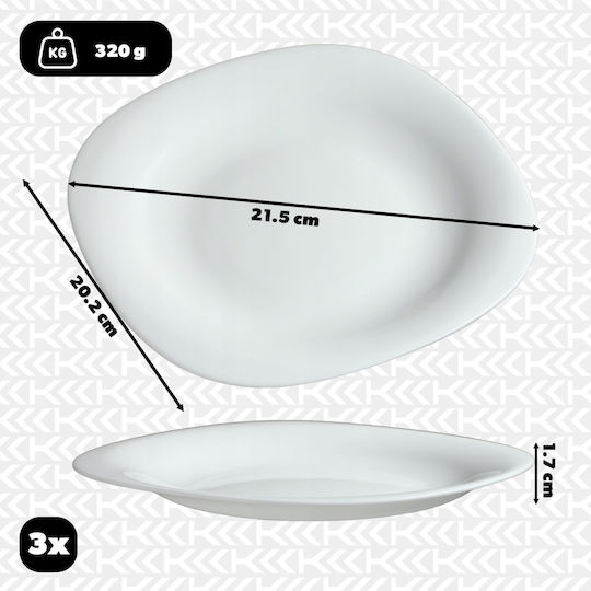 Kadax Farfurie joasă Pătrat Alb 20x21cm 3buc