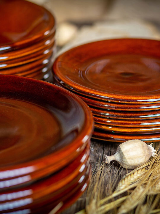 Kadax Plate Soup Ceramic Brown with Diameter 19cm 4pcs