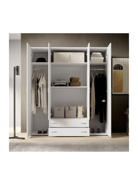Four Door Wardrobe Α_Base White 160x52x177cm