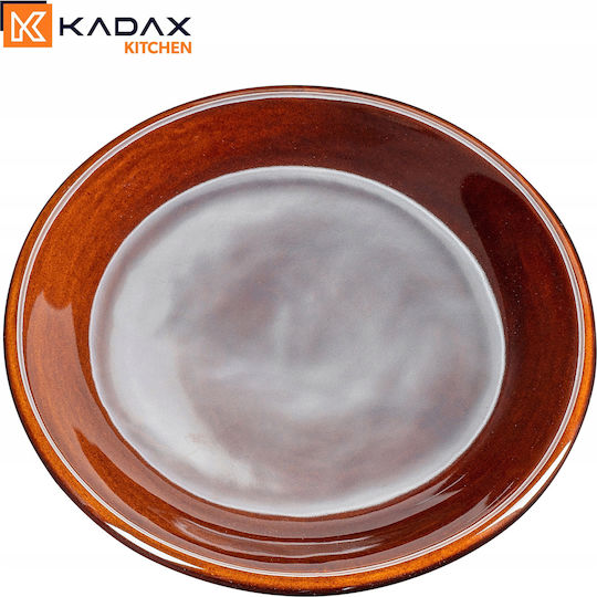 Kadax Πιάτο Βαθύ Κεραμικό Καφέ με Διάμετρο 24cm 4τμχ