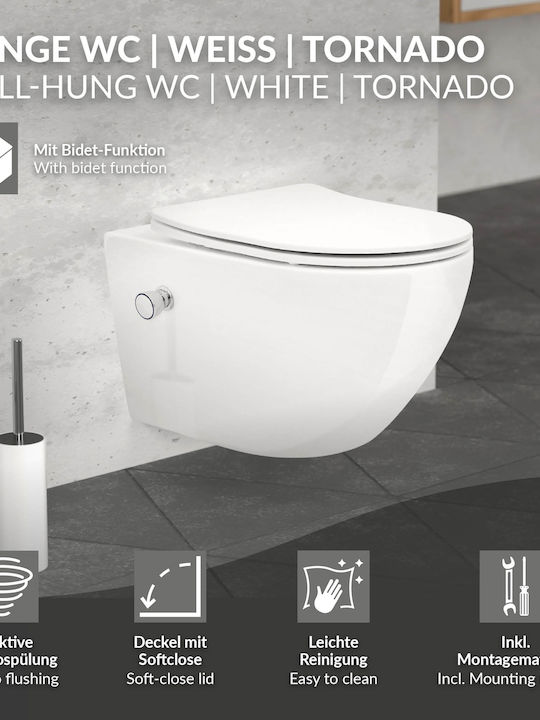 LuxeBath Λεκάνη Κρεμαστή με Καζανάκι με Κάλυμμα Duroplast και Μπιντέ Λευκή 4064649198722 LuxeBath Λεκάνη Κρεμαστή με Καζανάκι με Κάλυμμα Duroplast και Μπιντέ Λευκή 4064649198722