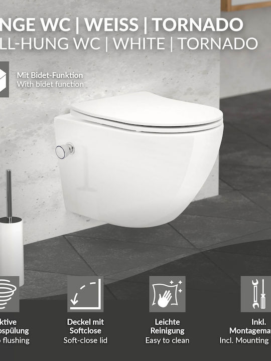 LuxeBath Λεκάνη Κρεμαστή Rimless με Κάλυμμα Duroplast και Μπιντέ Λευκή LuxeBath Λεκάνη Κρεμαστή Rimless με Κάλυμμα Duroplast και Μπιντέ Λευκή