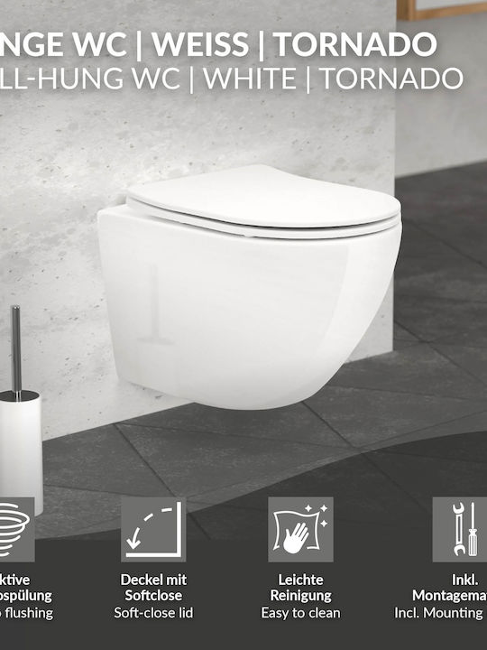 LuxeBath Λεκάνη Κρεμαστή Rimless με Καζανάκι με Κάλυμμα Duroplast Λευκή 4064649198630 LuxeBath Λεκάνη Κρεμαστή Rimless με Καζανάκι με Κάλυμμα Duroplast Λευκή 4064649198630