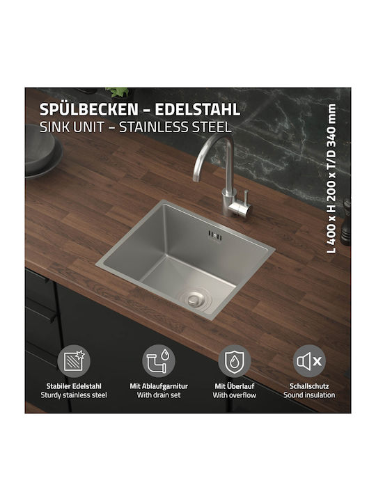 ML-Design Drop-In Chiuvetă Inox L34xW40cm Argintiu