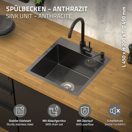 ML-Design Drop-In Spüle Inox B45xT45cm Gray